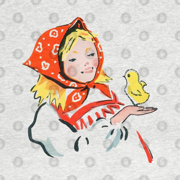 Cute Vintage Mid Century Russian Girl Soviet Illustration Design by DankFutura